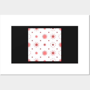 Suns and Dots Light Red on White Repeat 5748 Posters and Art